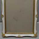 8x10 Picture Frame, White & Gold Picture Frames, Vintage 8 x 10 Frame with Floral and Bead Detail, with Mat for 5x7 Photo, White and Gold 