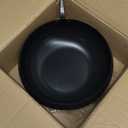 UMETRE Carbon Steel Wok Pan, 10.2" Woks & StirFry Pans with Wooden Lid Cookwares, Nonstick Wok Flat Bottom Small Handmade Chinese Wok For for All Stoves