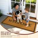 Welcome Long Doormat for Double Door Entrance, 24x59 Inch Heavy Duty Front Porch Rug with Non Slip PVC Backing, Extra Large Decorative Doormat, Oversized Welcome Mat for Indoor Outdoor Entryway