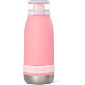 Ello Emma 14oz Vacuum Insulated Stainless Steel Kids Water Bottle with Straw and Built-in Carrying Handle and Leak-Proof Locking Lid for School Backpack, Lunchbox and Outdoor Sports (Sweetheart)