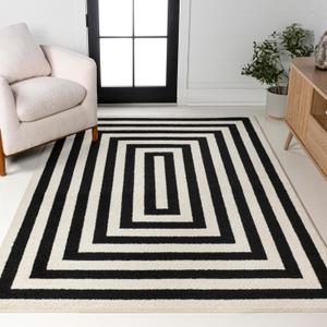 JONATHAN Y Bandol Mitre Stripe Black/Ivory Indoor Area Rug, 5x8, Modern, Classic, Geometric, Easy-Cleaning for Living Room, Bedroom, Kitchen, Pet Friendly, Non-Shedding (MOH211F-5)