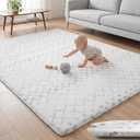 Huloo Sleep Baby Play Mat for Floor - 79x118 Inches 1.3" Thick Elasti-Foam Playpen Mat for Toddlers Infant Kids, Water-Repellent Nursery Rug, Non-Slip Backing for Crawling & Tummy Time, Casablanca