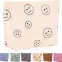 Cosmetic bag Makeup bag Preppy Cute Corduroy Toiletry bag for women travel essentials (Full beige)