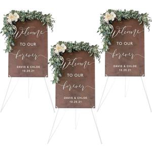 DANMO Easel Stand for Wedding Sign Poster 63'' Instant Display Easel for Floor Adjustable Metal Art Easel White 3 Pack