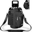 icolor Magnetic Gym Bag Water Bottle Carrier Holder with Phone Pockets & Shoulder Strap, Gym Magnetic Bag 5 Built-in Magnets Gym Accessories Organizer Magnetic Bottle Pouch Sleeve for Men Women (Midnight-Black)