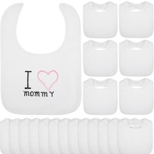 Toulite White Bibs for Baby Washable Reusable Waterproof Cotton Feeder Bibs with Double Sided Design