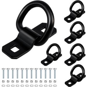 lifgarfe 6PCS Heavy Duty 3/8" Trailer D Ring Tie Down Anchors for Trailer and Truck Bed,6000 Pound Breaking Strength (Black)