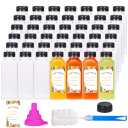 Moretoes 64pcs 12oz Plastic Juice Bottles with Caps, Reusable Juicing Bottles, Clear Drink Containers with Lids for Smoothie, Drinking and Beverages