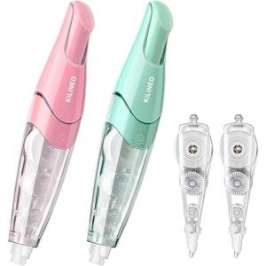 Refillable Retractable White Correction Tape, Pen Shaped Smooth Pull Out Set, Japanese Aesthetic Cute Office Supplies, 4 PCS (ZH-67)