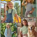 3 Pack Girls Shirts Short Sleeve Mock Turtleneck Cotton Cute Lettuce Trim Summer Tops 7-8Y Kids Clothes