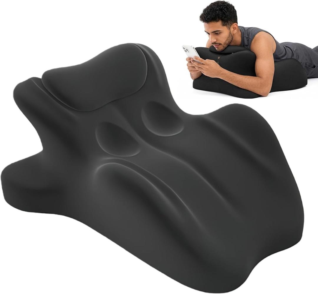 Ergonomic Memory Foam Wedge Pillow, Contoured Support Pillows, 27 Angled Support for Waist and Neck, Multi-Position Support Pillow (Black)