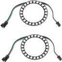 24 Bits WS2812 RGB LED Ring with SM2.54-3P Wire, 24 X WS2812 5050 Addressable LED Pixel Full Color with Integrated Drivers DC5V for Arduino Raspberry Pi ESP8266 Nodemcu (Pack of 2pcs)