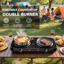 Electric Hot Plate, 2200W Countertop Burner, Cast Iron 2 Burners, Portable Electric Burner Stove, Portable Double Burners for Cooking,Easy to Clean, Black