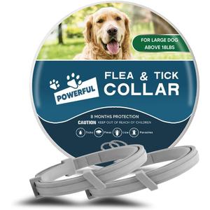 Dog Flea Collar, Flea Collars for Dogs, Natural Flea Tick Collar, 8 Months Protection, Adjustable Size, 2P