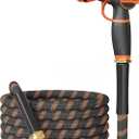 Giraffe Tools Non-Expandable Garden Hose 25FT 1/2 Lightweight Flexible Water Hoses Burst 600 psi with 9 Spray Function Nozzle Heavy Duty Hose