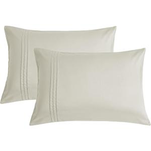 JELLYMONI Microfiber Standard Pillowcases Set of 2, Soft and Cozy, Wrinkle, Fade, Stain Resistant with Caramel Envelope Closure Bed Pillow Cases, Cream Color, 20x36 Inches