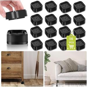 15Pack Furniture Risers 1, 2 or 3 Inch, Adjustable Bed Risers Heavy Duty For Table Desk Couch Chair Sofa Cabinet Bed Legs Dorm, Square Stackable Bed Raisers Blocks Lift Height 1", 2" or 3", Black