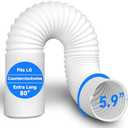 Toutgood Portable Air Conditioner Hose 5.9 Inch, Counterclockwise Portable AC Exhaust Hose Length to 80 Inch Universal Flexible Thread Air Conditioner Parts Compatible with Haier, LG, Delonghi