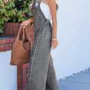 CUPSHE Womens Maxi Denim Jumpsuit Square Neck Sleeveless Casual Backless Loose Overall Jeans Wide Leg Long One Piece Jumpsuit (L)