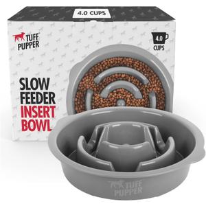 Tuff Pupper Slow Feeder Insert Bowl | Puzzle Maze Slows Down Eating | Elevated Feeder Tray Bowls | Standalone Dog Bowl | Pet Bowls Insert | Easy Clean Dishwasher Safe (4 Cups - Fits 8.9-9.3 Inch Hole)