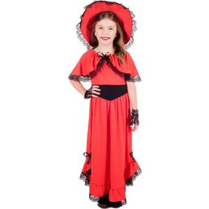 fun shack Girls Southern Bell Costume Red Dress Colonial Halloween Costumes for Girls (Medium)