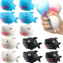 Meooeck 12 Pcs Shark Stress Relief Ball Sea Animals Squeeze Sensory Stress Ball Bulk Shark Party Favors for Adults Mini Animal for Ocean Party Favors Birthday Gifts Decorations (Black White Blue)