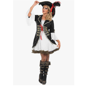 fun shack Pirate Costume Women's Deluxe Buccaneer Outfit with Corset Jacket, Dress, Hat XL