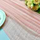 Booque Valley Pink Table Runner 10ft Boho Cheesecloth Super Soft Seersucker Gauze for Wedding Bridal Shower Baby Shower Birthday Party Decoration Centerpiece Table Decor, 2 Pack, Blush Pink