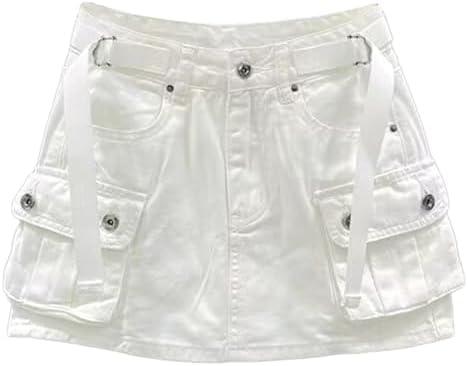 Kinghua Womens Mini Cargo Skirt Low Waist Y2k Short Denim Jean Skirt S