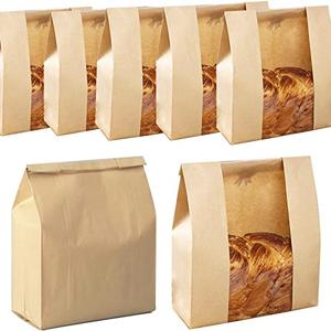 Large Paper Bread Bags for Homemade Sourdough-Bread Packaging Bag for Gifting, Label Seal Sticker Included Pack of 100 (11.8x8.2x3.5 inch)