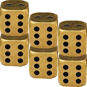 6 Sided Vintage Decor Dice 6pcs Antique Metal Brass Square Corner for Poker Party Game Festival Carnival Decoration