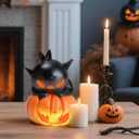 Halloween Flameless Candles Halloween Decorations 12 Pack Pumpkin Cat LED Nightlight Candles Indoor Table Decor Gifts