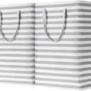 BOOMIBOO 2-Pack Large Laundry Basket,Waterproof Freestanding Laundry Hamper,Collapsible Clothes Basket with Easy Carry Handles in Laundry Room Bathroom Bedroom Dorm,Grey,75L