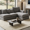 Sectional Couch, Light Blue, 86"L x 38"D x 38"H, 5' Chaise