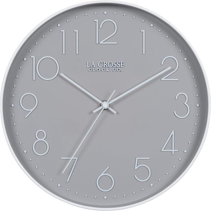 La Crosse Technology 12-Inch Everly Silent Analog Gray Quartz Wall Clock - 404-3831-INT