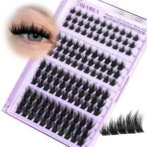 Mink Lash Clusters Fluffy Eyelash Clusters Wispy 10-16mm Individual Lashes CD Curl Manga Cluster Eyelash Extensions Soft Matte Black Cluster Lashes DIY Lash Extensions by Yawamica