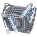 USB C to USB C Cable10ft,240W 2-Pack Braided 180Rotating Type C Charging CableFast Charge for iPhone 16/16Pro/16Plus/16ProMax,MacBook Air, iPad Pro, Pixel,Samsung Galaxy S23/S24 Ultra-Light Grey