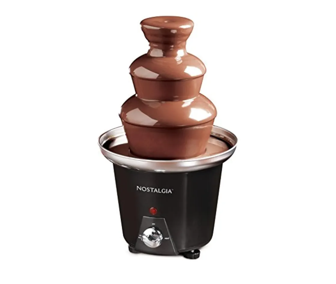 Nostalgia 3 Tier Electric Chocolate Fondue Fountain Machine for Parties - Melts Cheese, Queso, Candy, and Liqueur - Dip Strawberries, Apple Wedges, Vegetables, and More - 24-Ounce - Black, Small