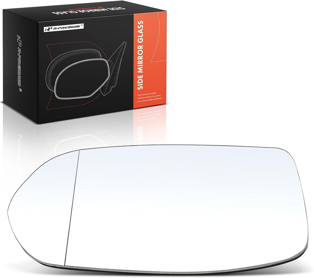 A-Premium Left Driver Side Non-Heated Mirror Glass with Backing Plate Compatible with Honda CR-V CRV 2012-2016, HR-V HRV 2016-2018 - Exterior Side View Flat Mirror
