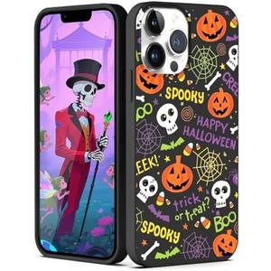 XIMIZU Case for iPhone 13 Pro Halloween Ghost Pumpkin Designed,Black Matte Soft Slim Fit TPU Anti-Scratch Shockproof Protective Cover Phone Case for iPhone 13 Pro