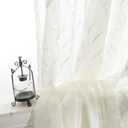 VOGOL Semi-Sheer Elegant Embroidered Solid White Rod Pocket Window Sheer Curtains/Drape/Panels/Treatment 54 x 84,Two Panels