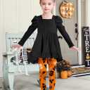 Qaoerde Toddler Girl Clothes Square Neck Ruffle Hem Long Sleeve Top Floral Print Leggings Fall Outfits Kids Clothing Sets (Black)