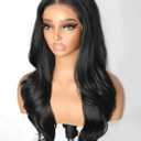 cuiud Black Synthetic Lace Front Wig 134 HD Pre Plucked Black Lace Front Wigs for Women 26inch Long Layered Wavy Wigs Glueless Wigs for Beginner Dail Party Wear