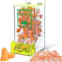 Nuanchu 100 Pairs Ear Plugs with Earplug Acrylic Dispenser 6 x 13 x 8 Inch Clear Acrylic Earplugs with Cover Front Pocket for Noise Cancelling Industrial Factory Office Home(6 x 13 x 8 Inch)