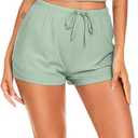 Ekouaer Rib Knit Pajamas Set for Women 3 Piece Lounge Sets Soft Cami and Shorts Pjs with Cardigan Loungewear S-XXL (L)