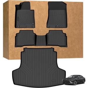Floor Mats & Cargo Liner Set for 2020-2025 2026 Hyundai Sonata (Only for Hybrid) All Weather Automotive TPE Liners Set Waterproof Accessories, Floor Liner Combo Set,Front and Rear Rows, Trunk Liner