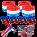 Fourth of July Party Favor Supplies for Kids 24 PCS, 4th of July Red White Blue Glow Sticks & Glasses for Toddler, Light up Necklace Bracelet Accessories Decoration Stuff for Memorial Day, Parade Throw