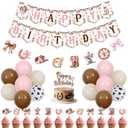 Cowgirl Bow Birthday Party Decorations Pink Cowgirl Bow Happy Birthday Banner Garland Western Hat and Boots Cupcake Cake Toppers for Western Boots Bday Party Supplies