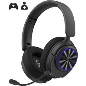 INGA Wireless Gaming Headset for PS5, PS4, PC, Mac, Switch, Game/Chat Balance for PS5/4, 2.4GHz/Bluetooth 5.2, ENC Noise-Cancelling Mic, 7.1 Surround Sound, 3.5mm Wired for Xbox Controller (Blue LED)