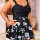 Aqua Eve Plus Size Two Piece Swimsuits for Women Tankini Bathing Suits Flowy Swim Dress with Shorts (Black, 16W)